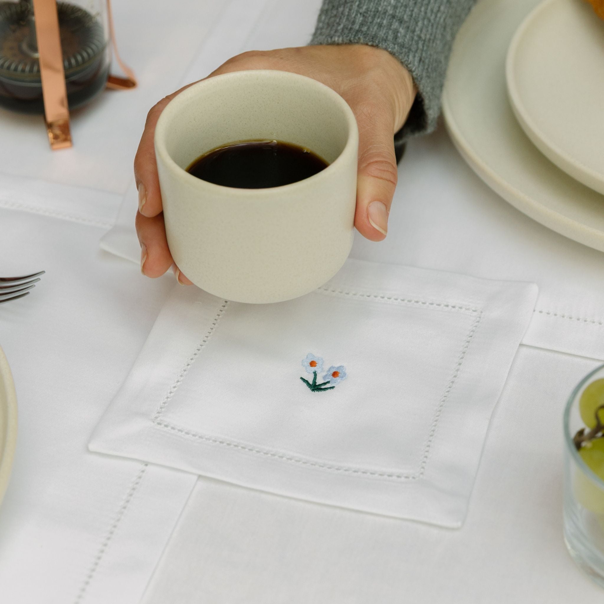 Mafra cotton napkins with flower embroidery