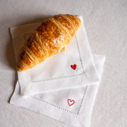 Guardanapos Mafra linho com bordados de coração