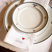 Guardanapos Mafra linho com bordados de coração