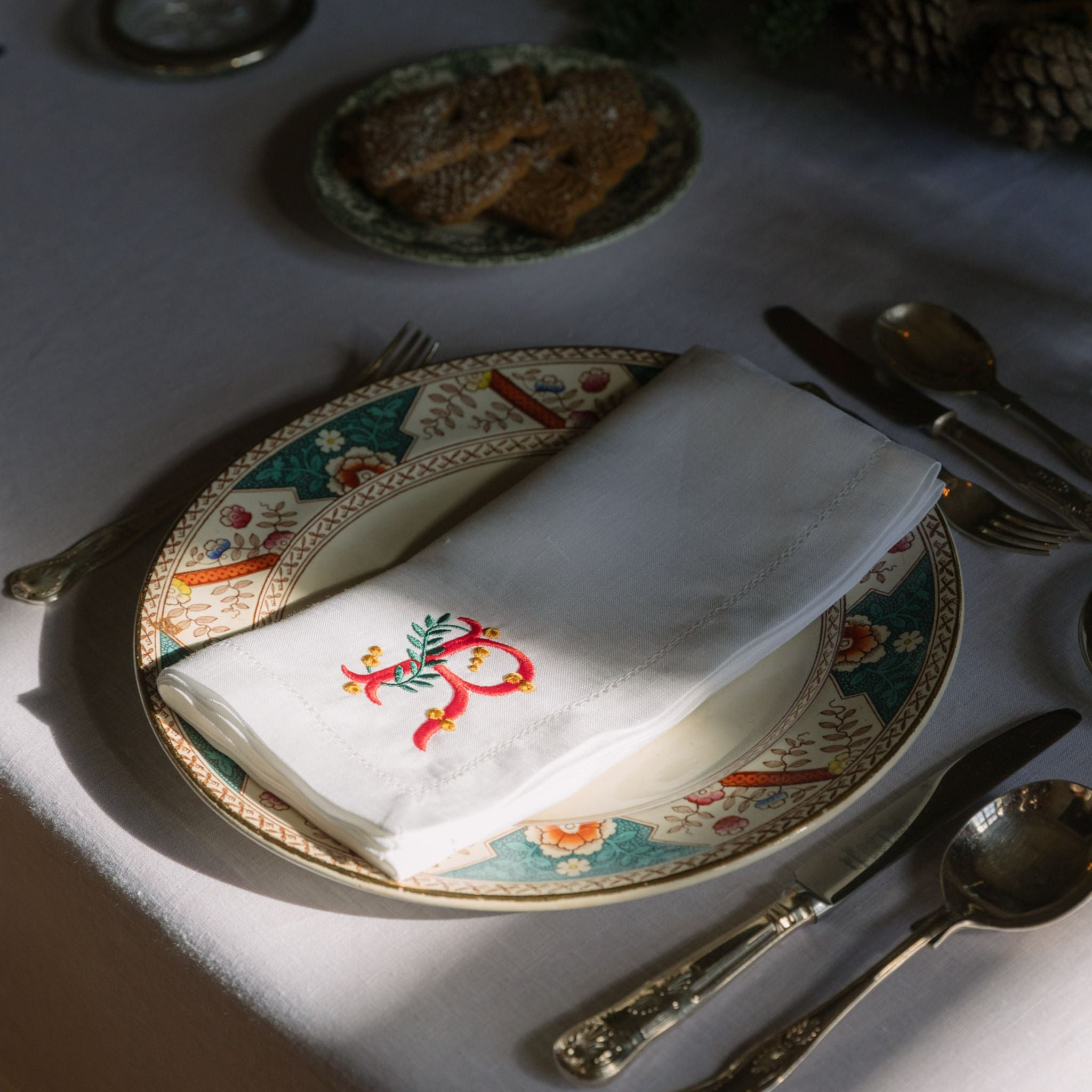 Guardanapos Mafra bordados com letras de Natal vermelhas (Pack de 2)