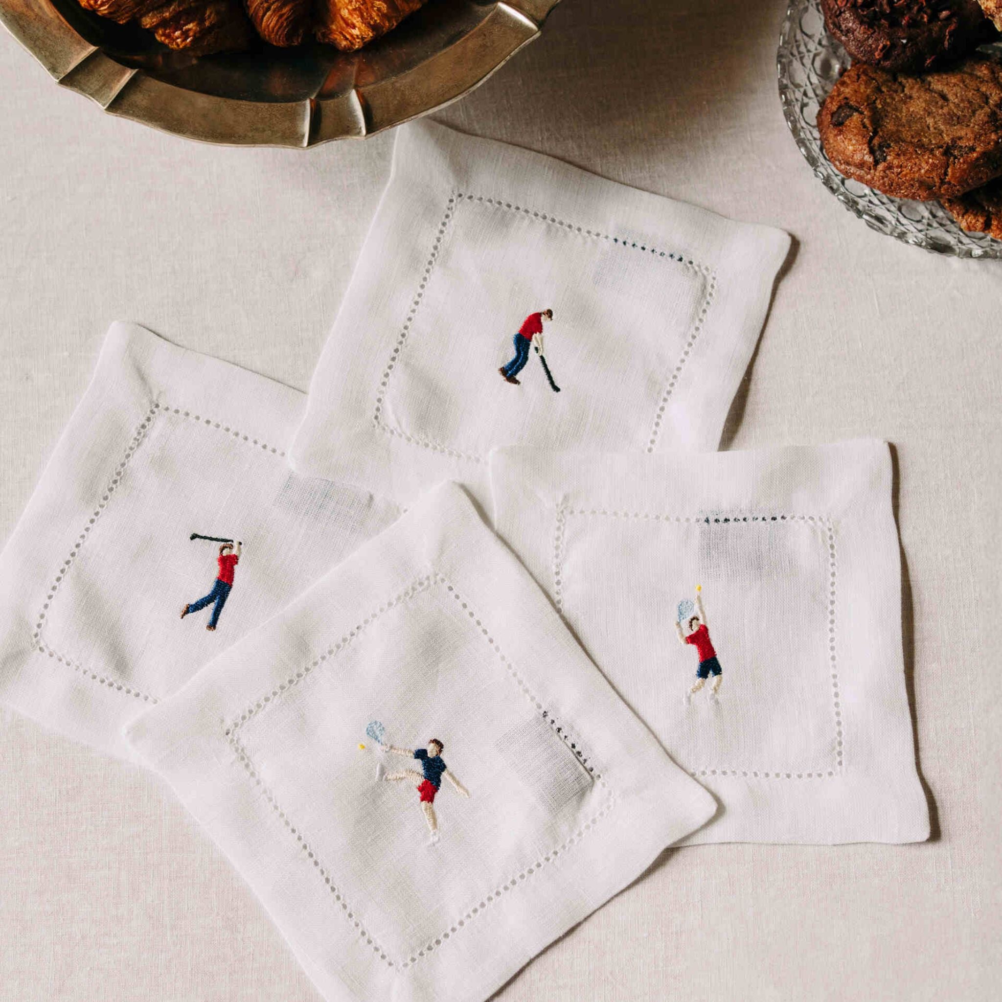 Mafra linen napkin with retro sportsmen