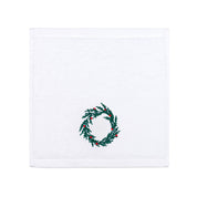 Toalhete com bordado de árvore e coroa de Natal