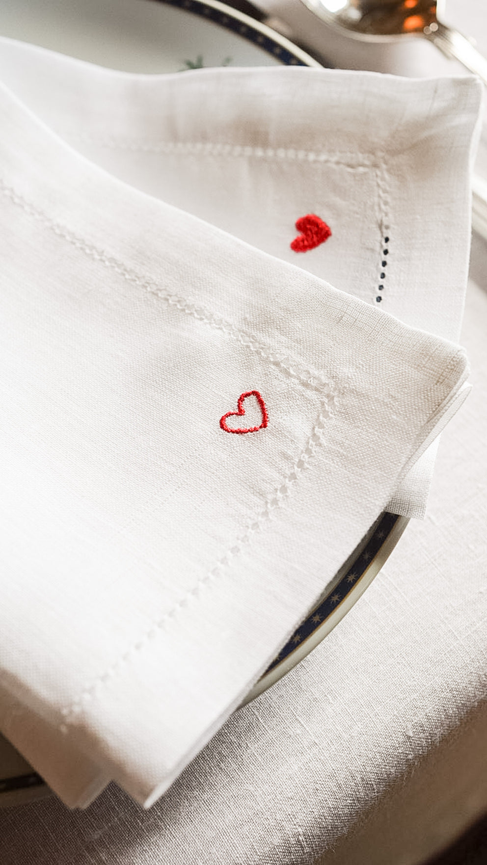 Servilletas Mafra con bordado de corazón