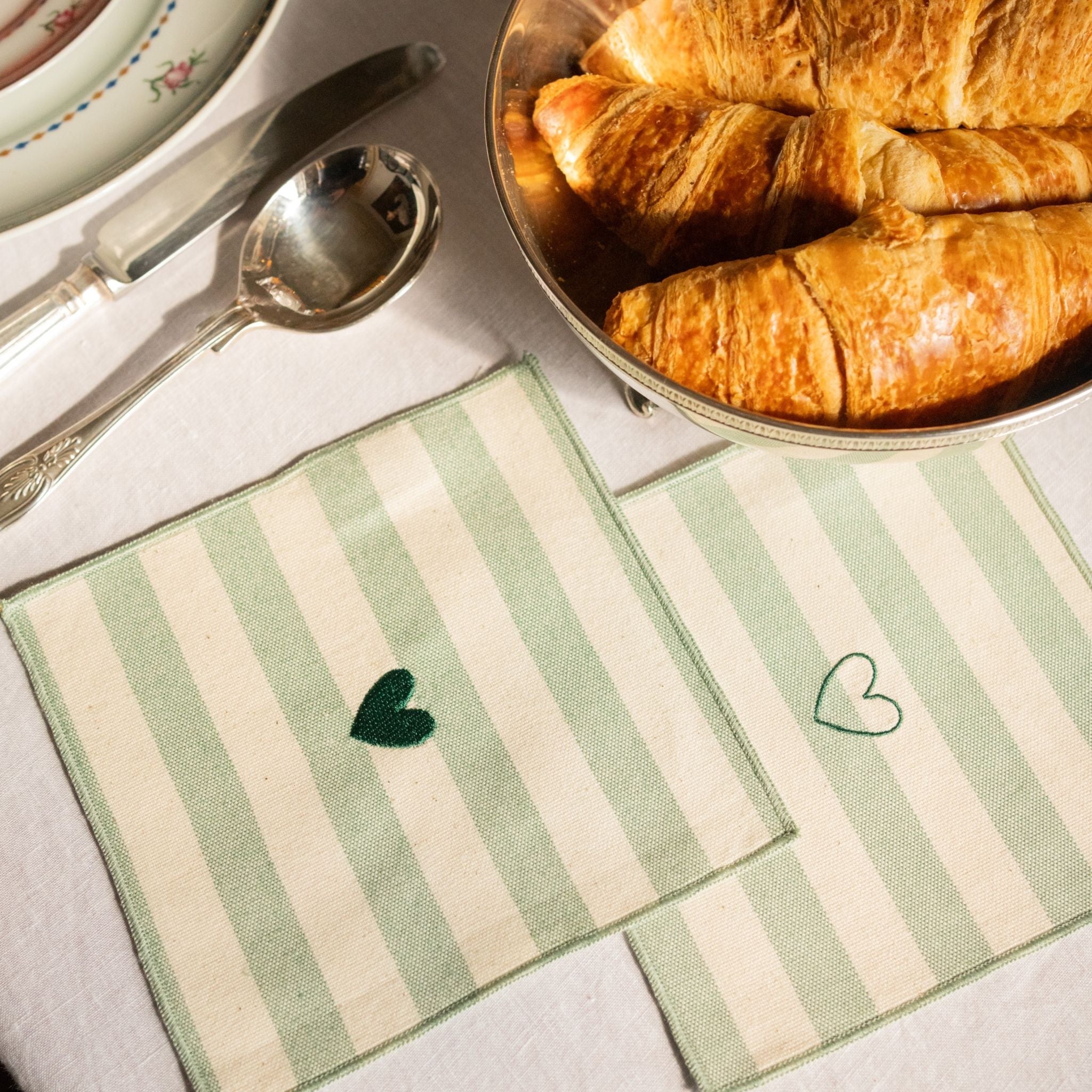 Servilletas Barra con bordado de corazón