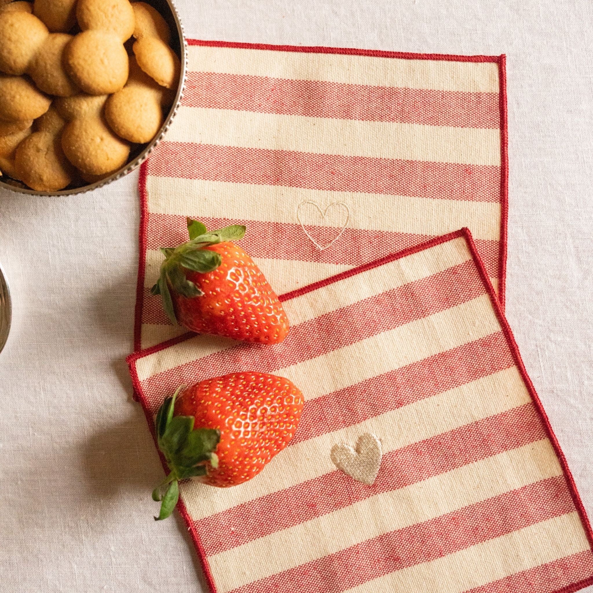 Servilletas Barra con bordado de corazón
