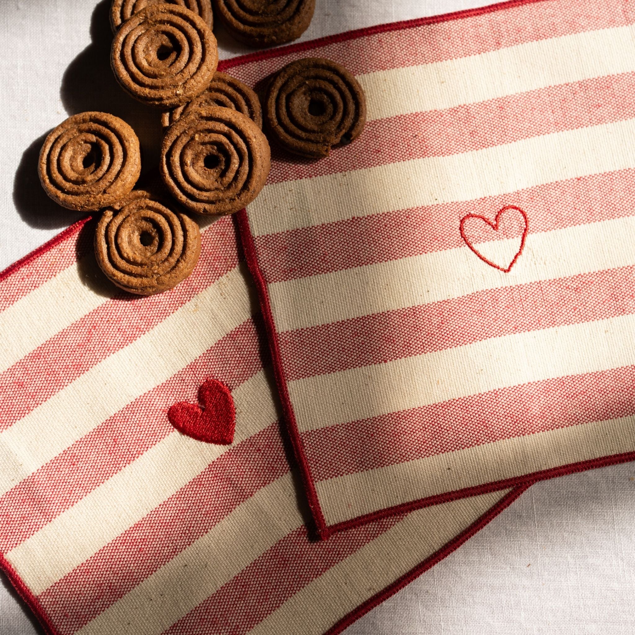 Servilletas Barra con bordado de corazón