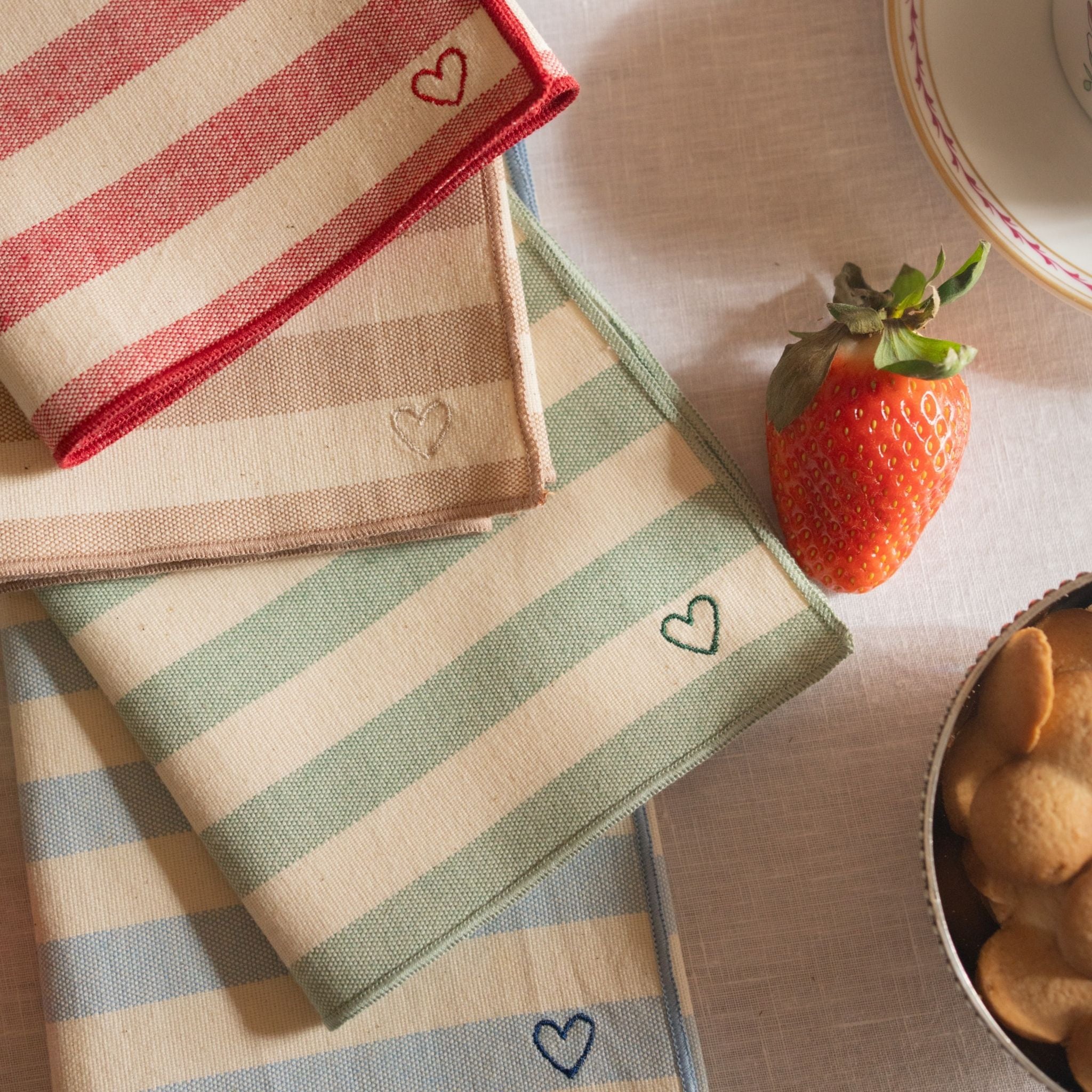 Servilletas Barra con bordado de corazón