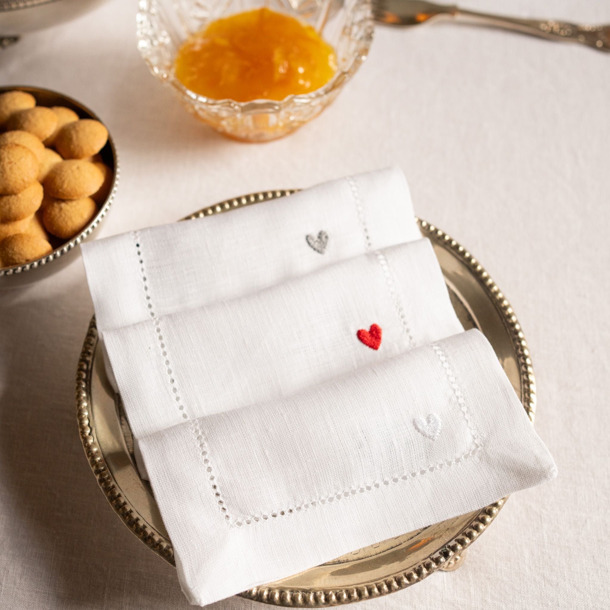 Servilletas Mafra con bordado de corazón