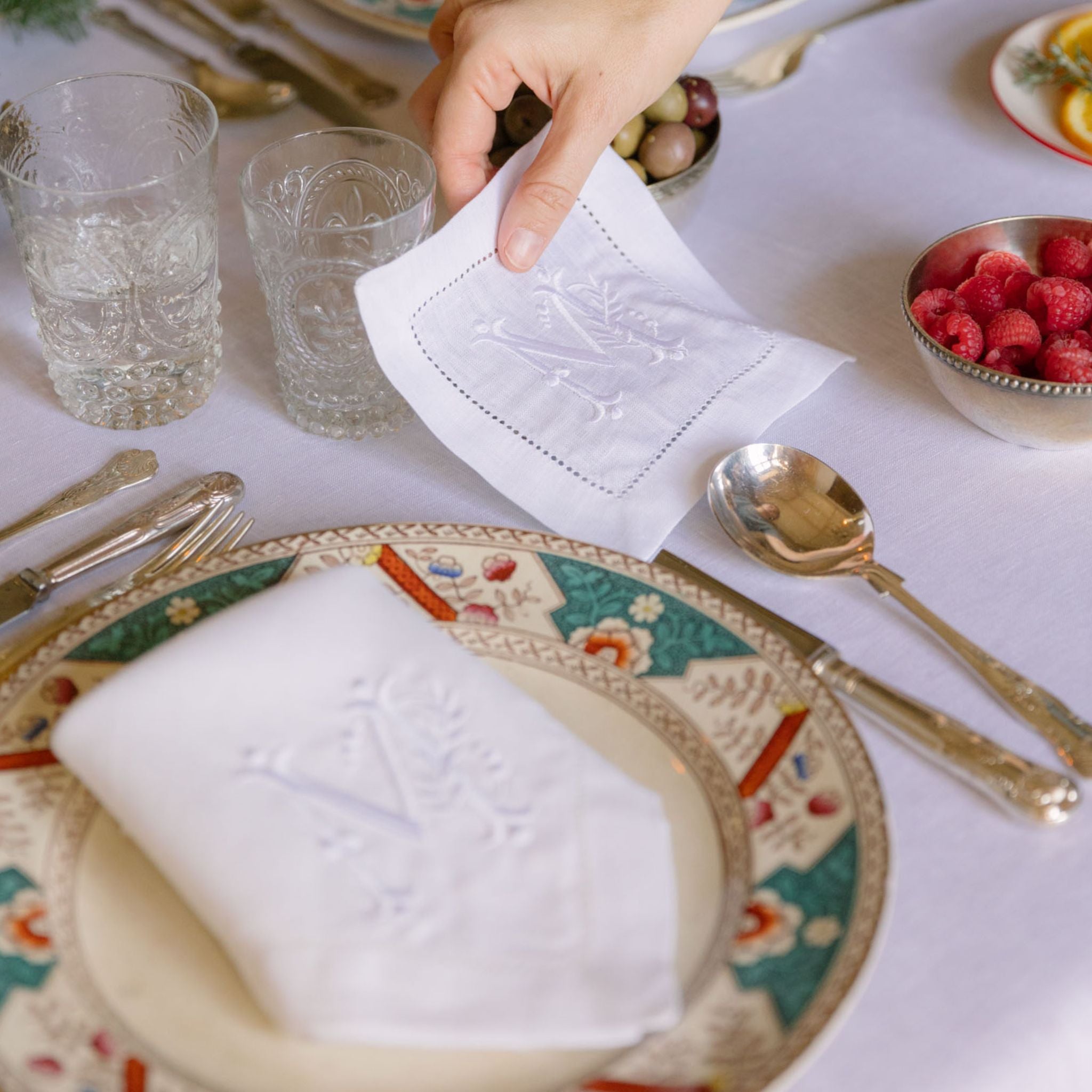Servilletas de cóctel Mafra con bordado (Set de 4)