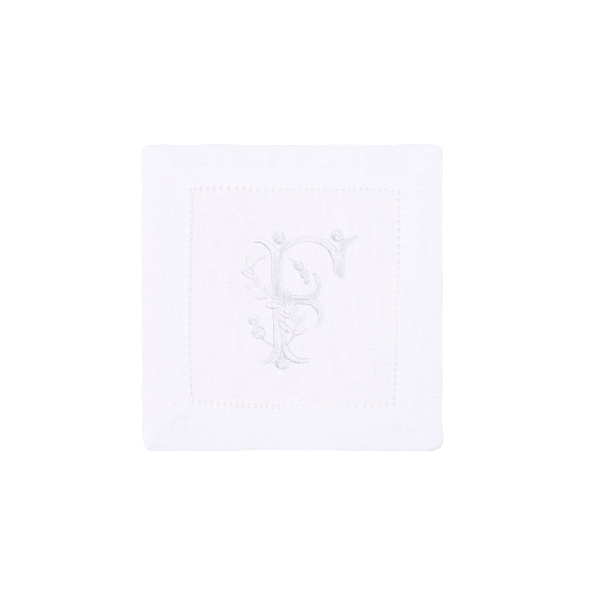 Mafra linen cocktail napkins with letter embroidery (Pack of 4) - Torres Novas