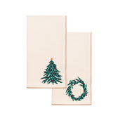Ecru Nazaré napkins with christmas tree and wreath embroidery - Torres Novas
