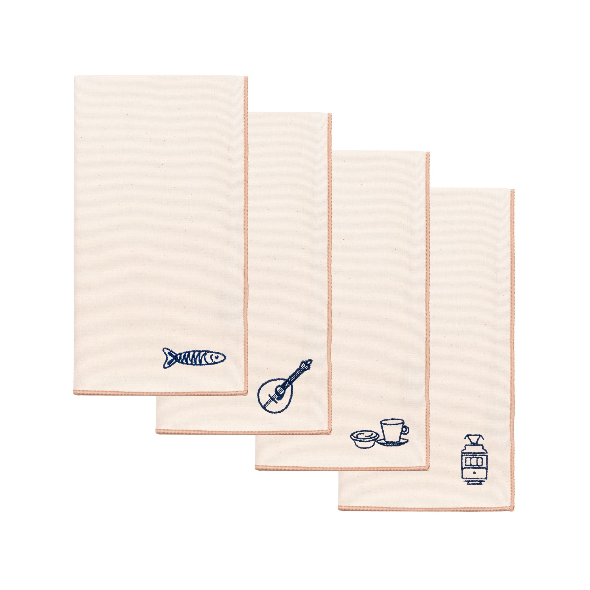 Ecru Nazaré napkins with Portugal embroidery - Torres Novas