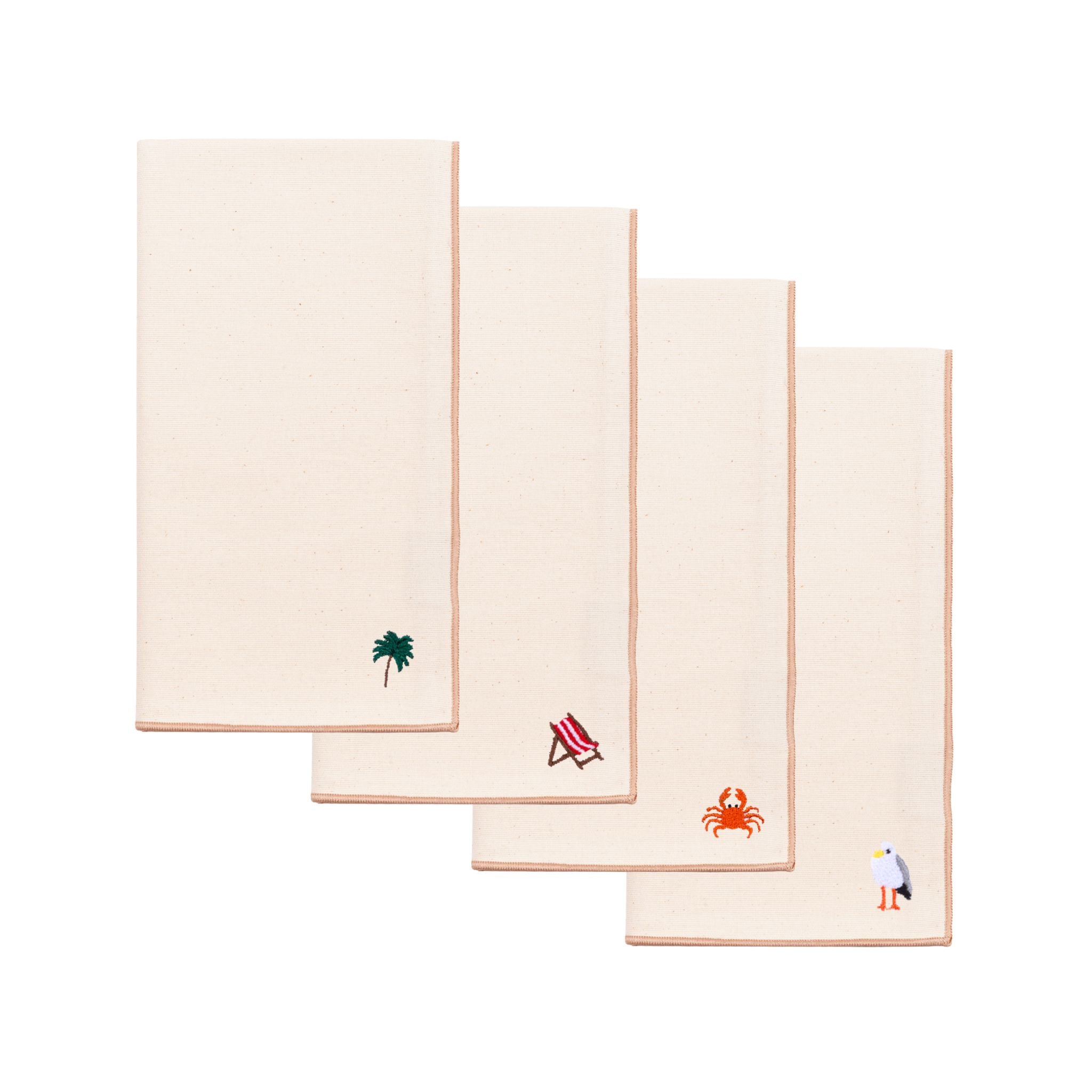 Ecru Nazaré napkins with summer embroidery - Torres Novas