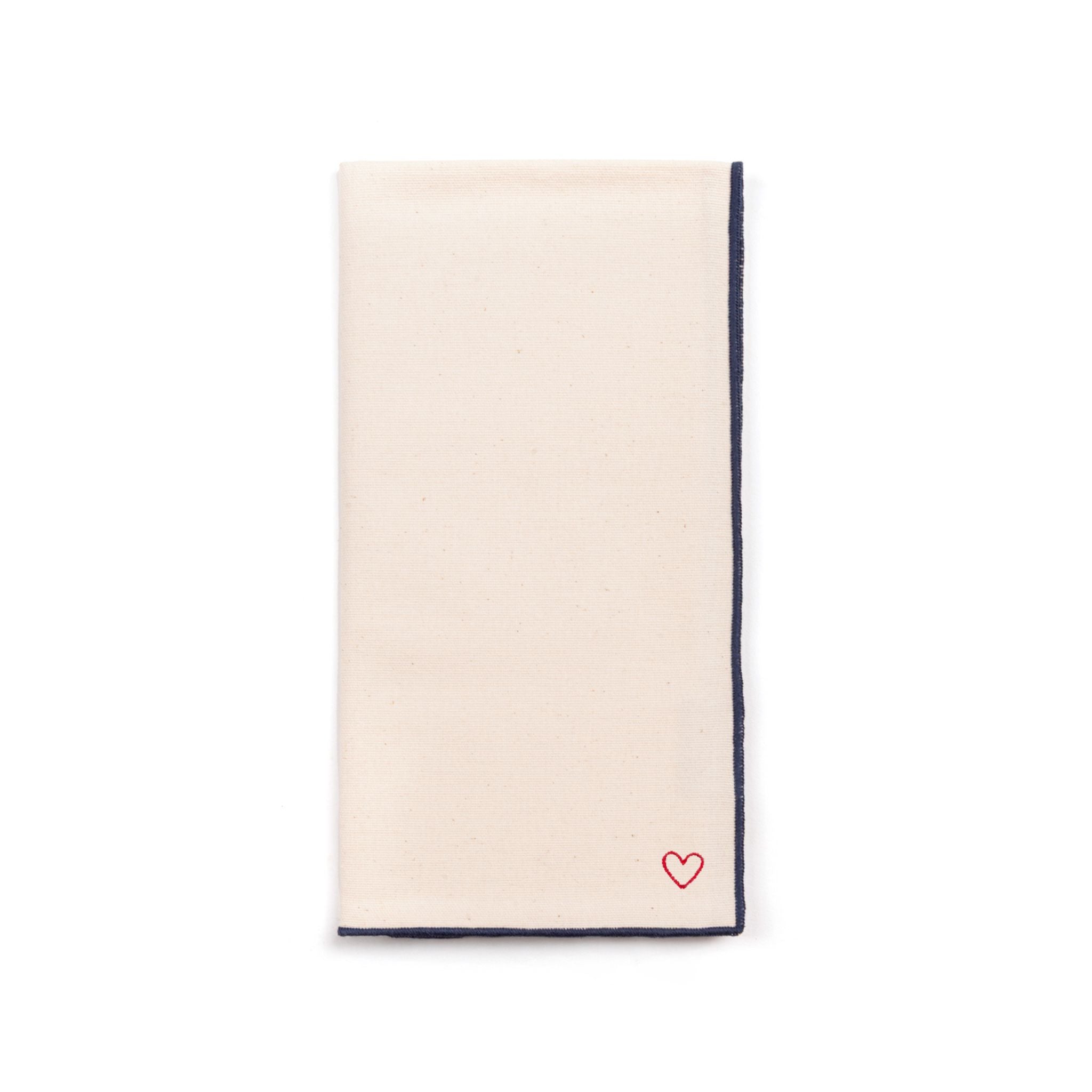 Ecru Nazaré napkins with heart embroidery