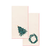 Ecru Nazaré napkins with christmas tree and wreath embroidery - Torres Novas