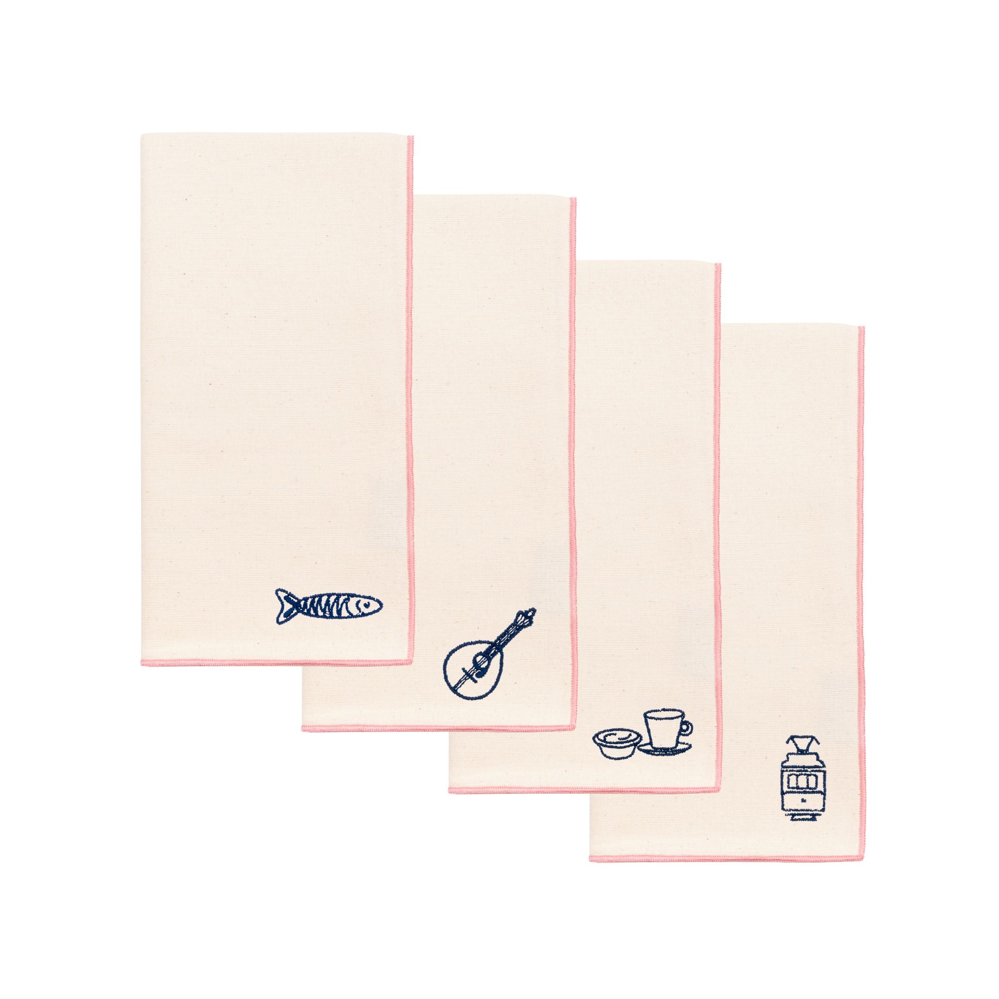 Ecru Nazaré napkins with Portugal embroidery - Torres Novas
