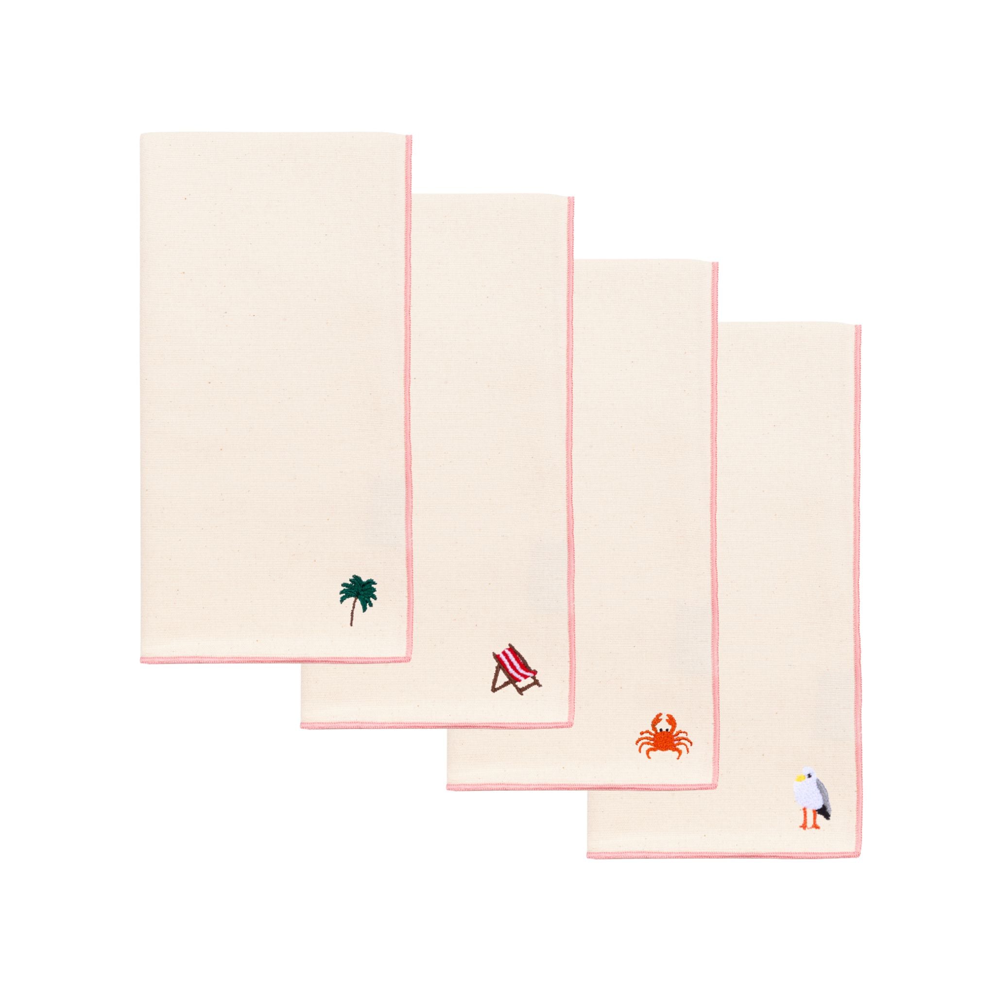 Ecru Nazaré napkins with summer embroidery - Torres Novas