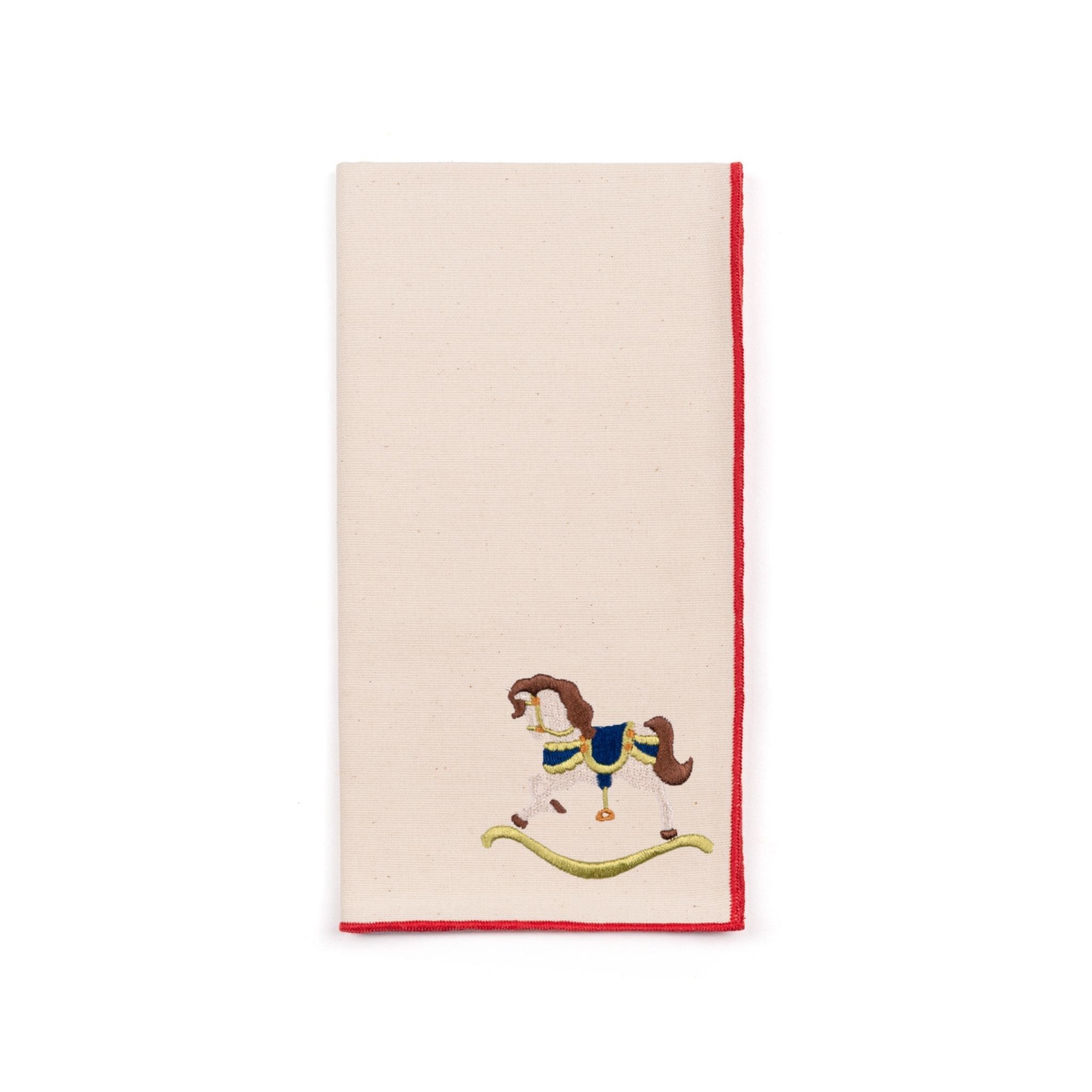 Servilletas Nazaré color crudo con bordado de caballos