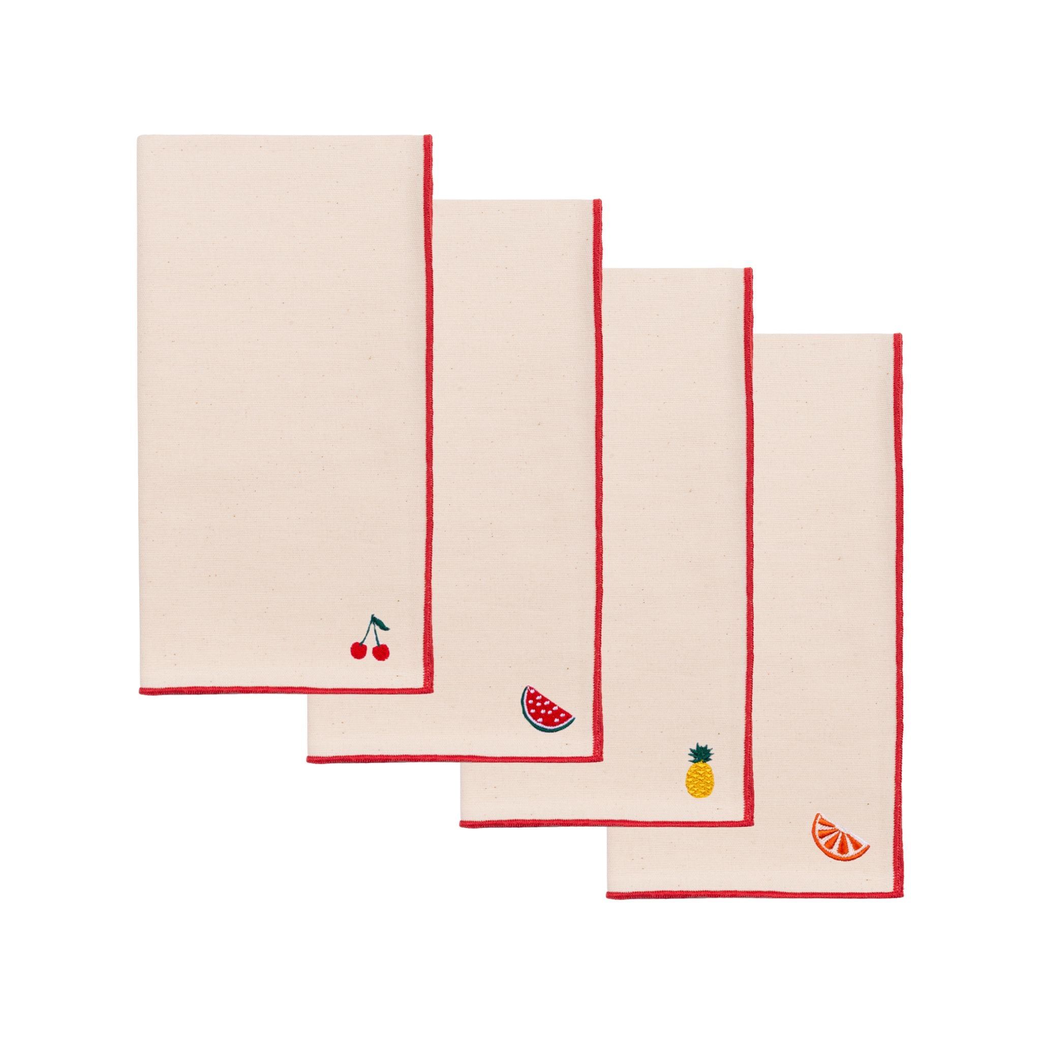 Ecru Nazaré napkins with fruit embroidery - Torres Novas
