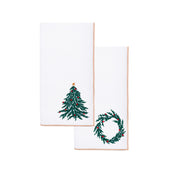 White Nazaré napkins with christmas tree and wreath embroidery - Torres Novas