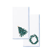 White Nazaré napkins with christmas tree and wreath embroidery - Torres Novas