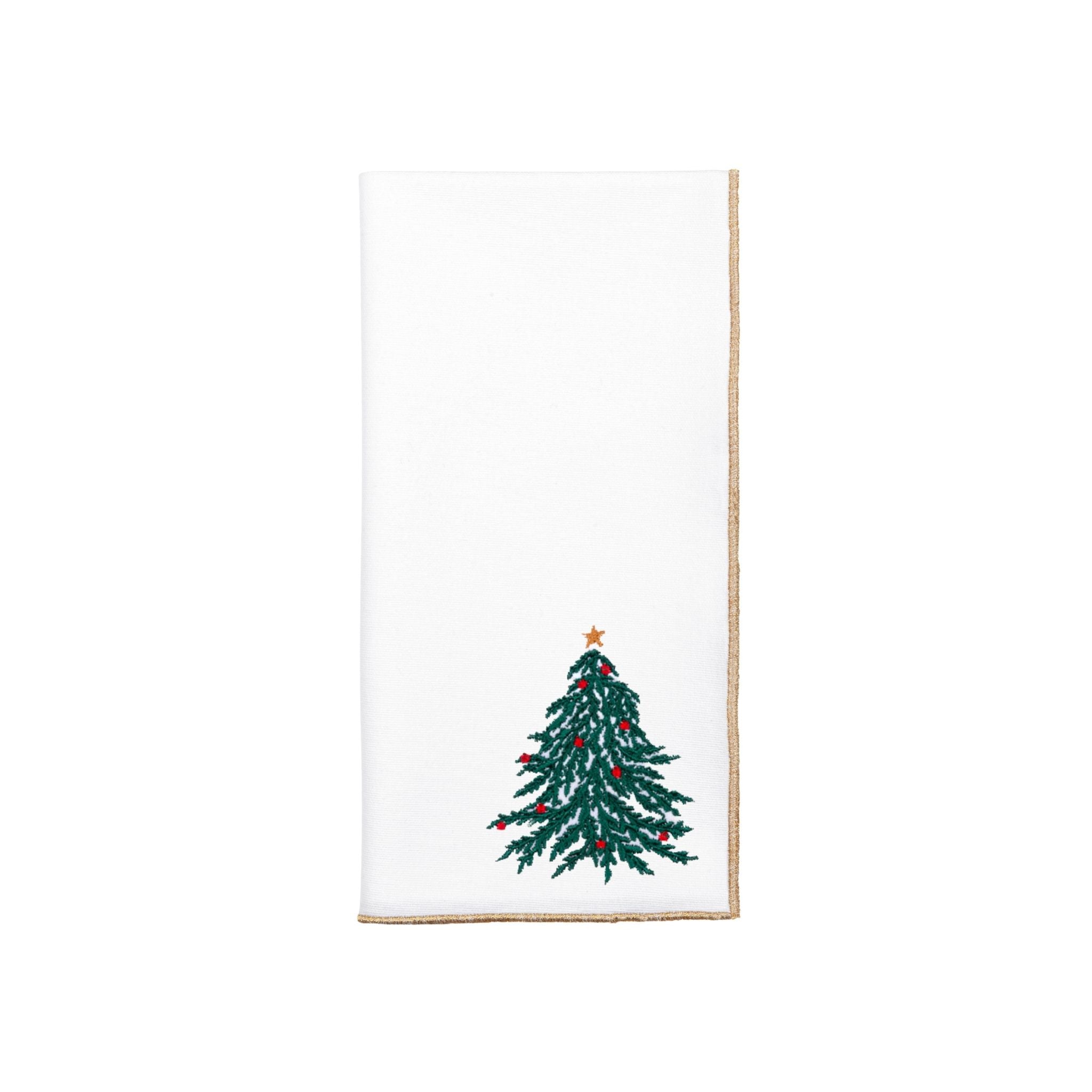 White Nazaré napkins with christmas tree and wreath embroidery