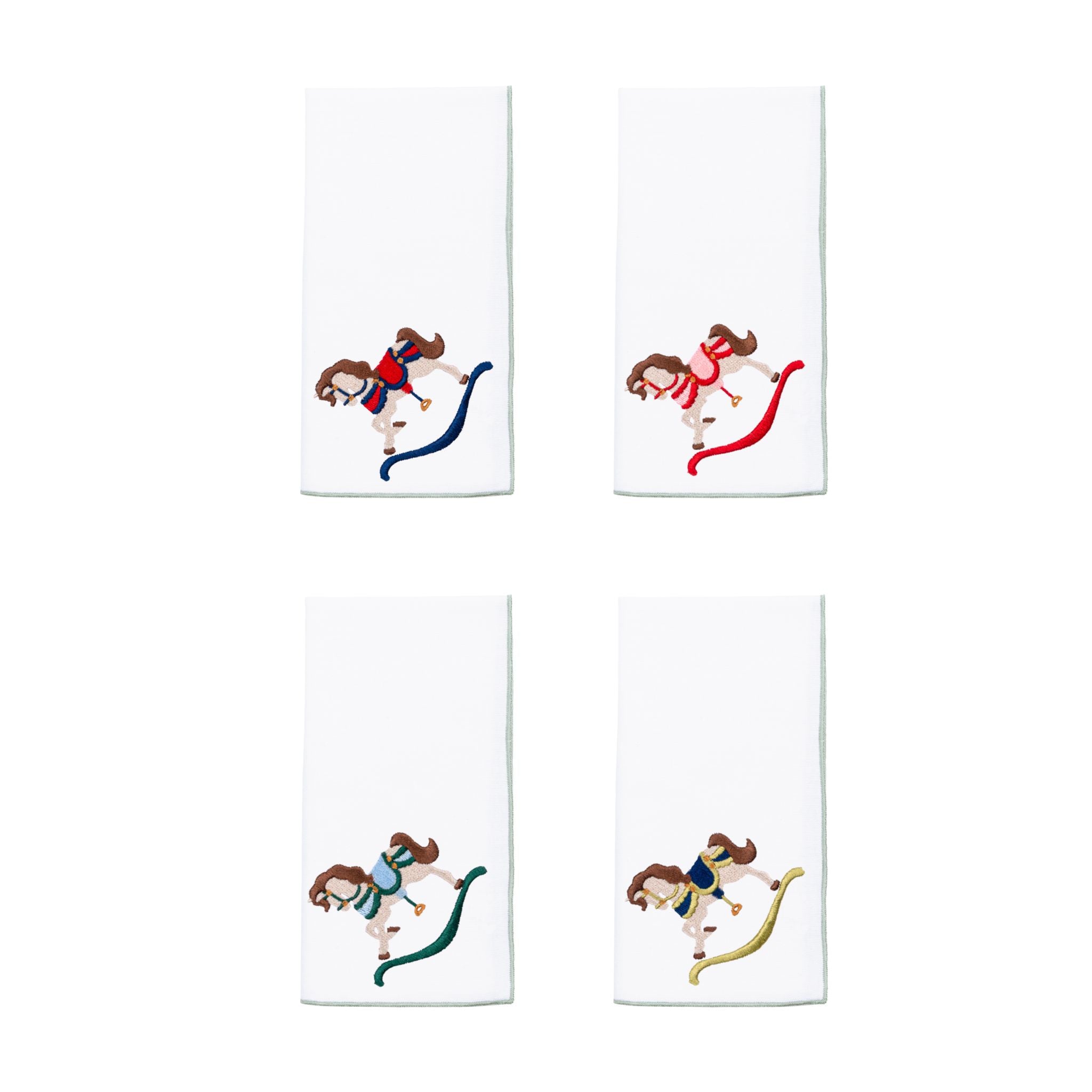 White Nazaré napkins with horse embroidery - Torres Novas