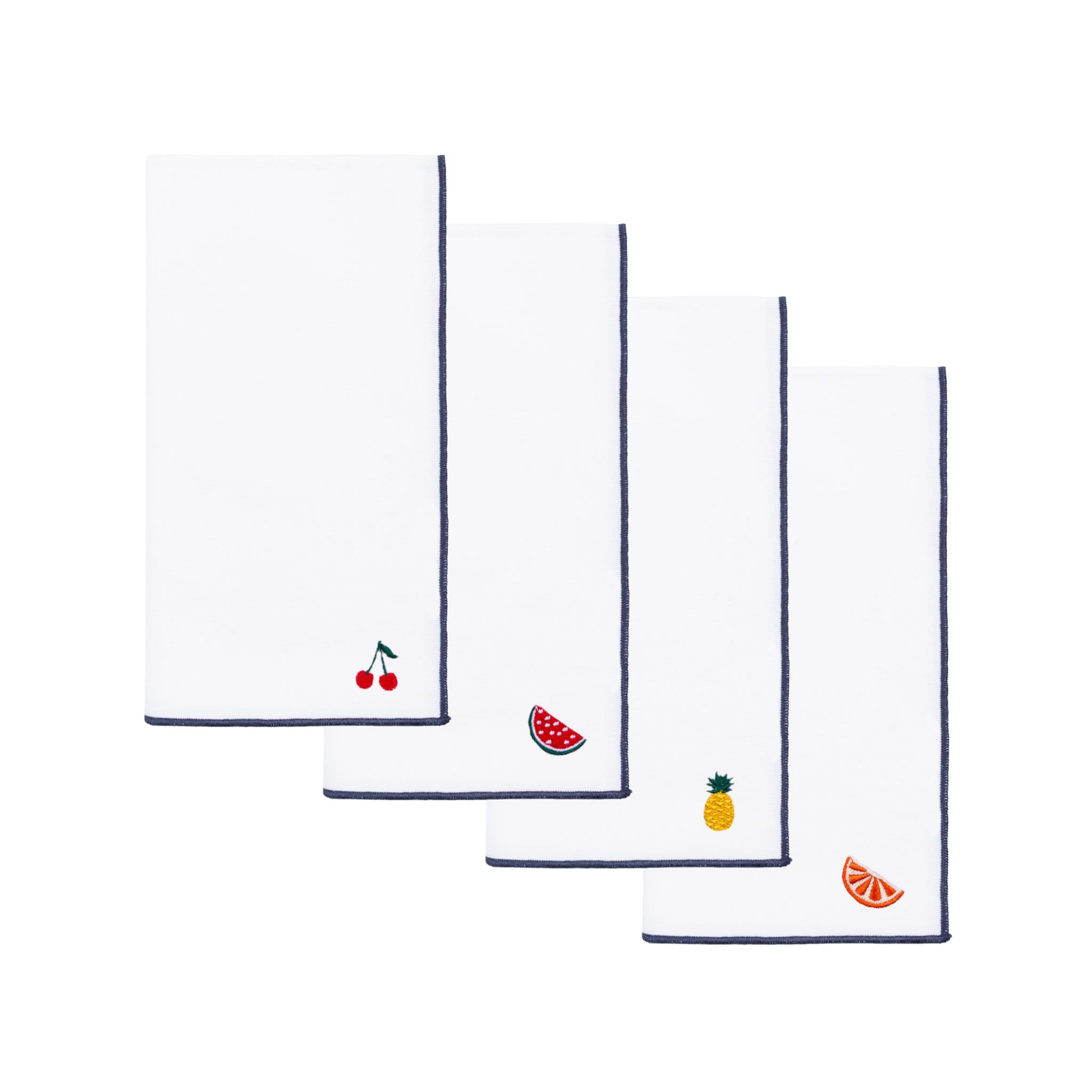 White Nazaré napkins with fruit embroidery - Torres Novas