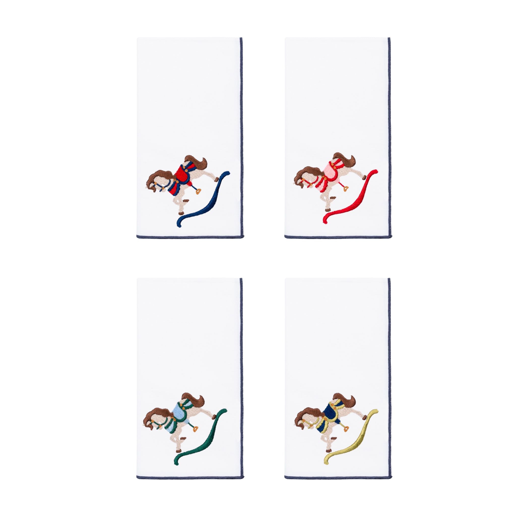 White Nazaré napkins with horse embroidery - Torres Novas