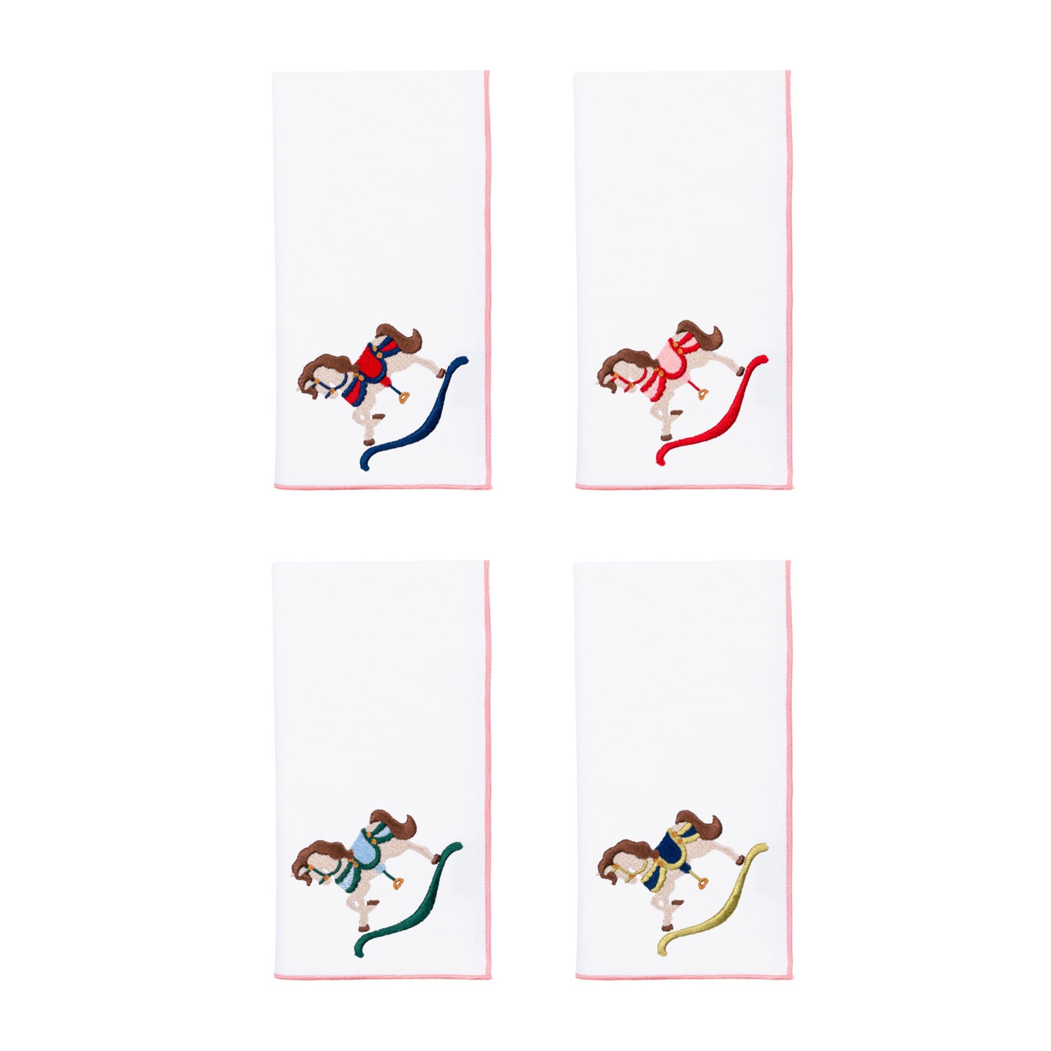 White Nazaré napkins with horse embroidery - Torres Novas