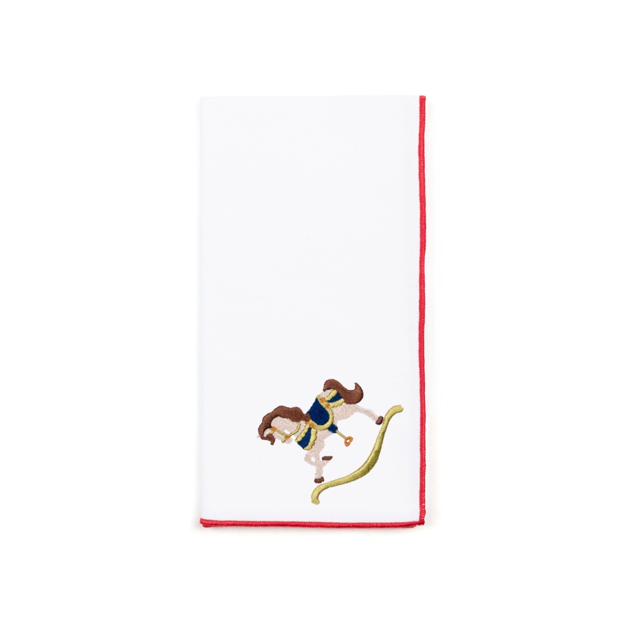 Servilletas blancas de Nazaré con bordado de caballos