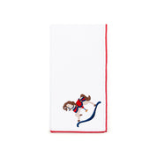 Servilletas blancas de Nazaré con bordado de caballos