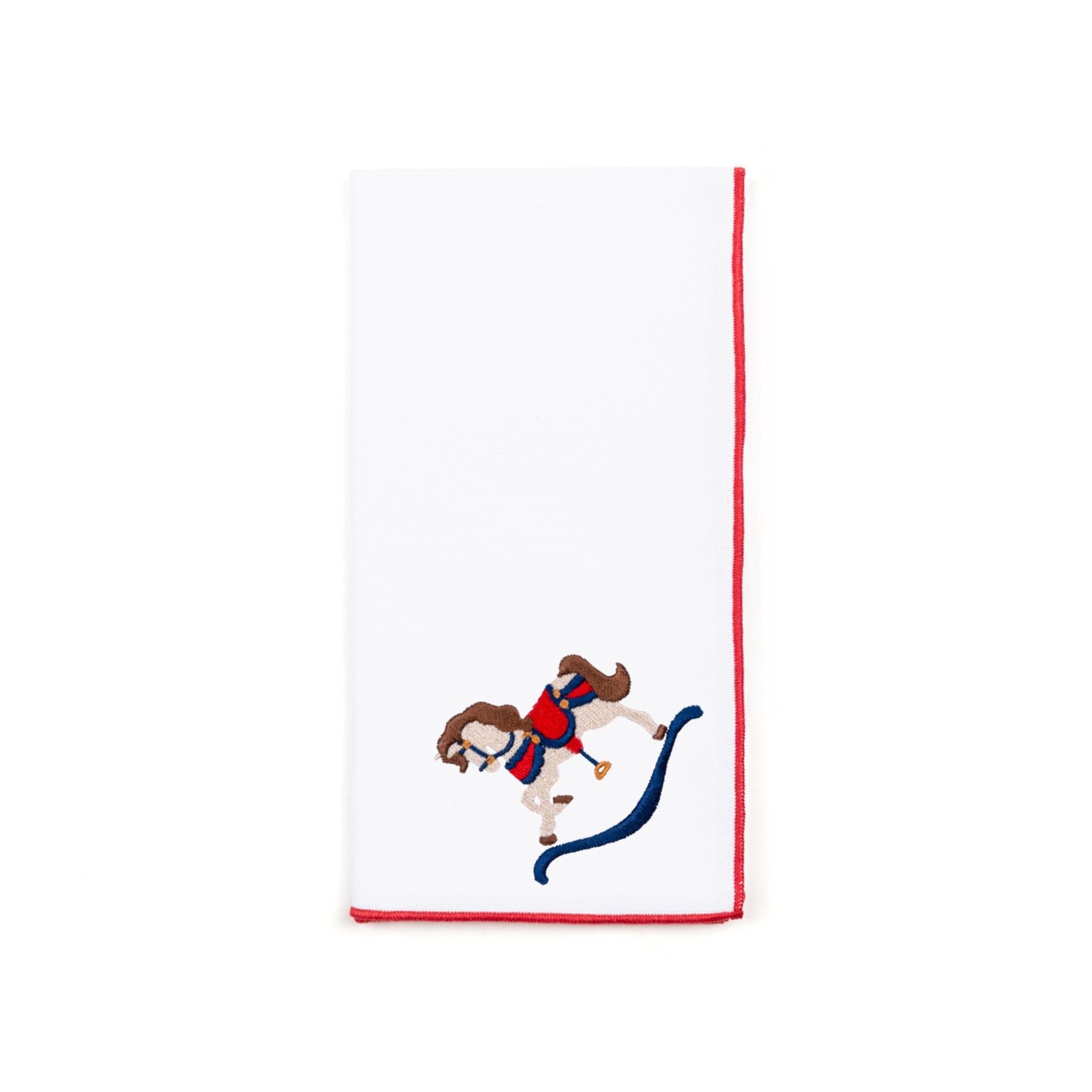 Servilletas blancas de Nazaré con bordado de caballos