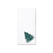 White Nazaré napkins with christmas tree and wreath embroidery