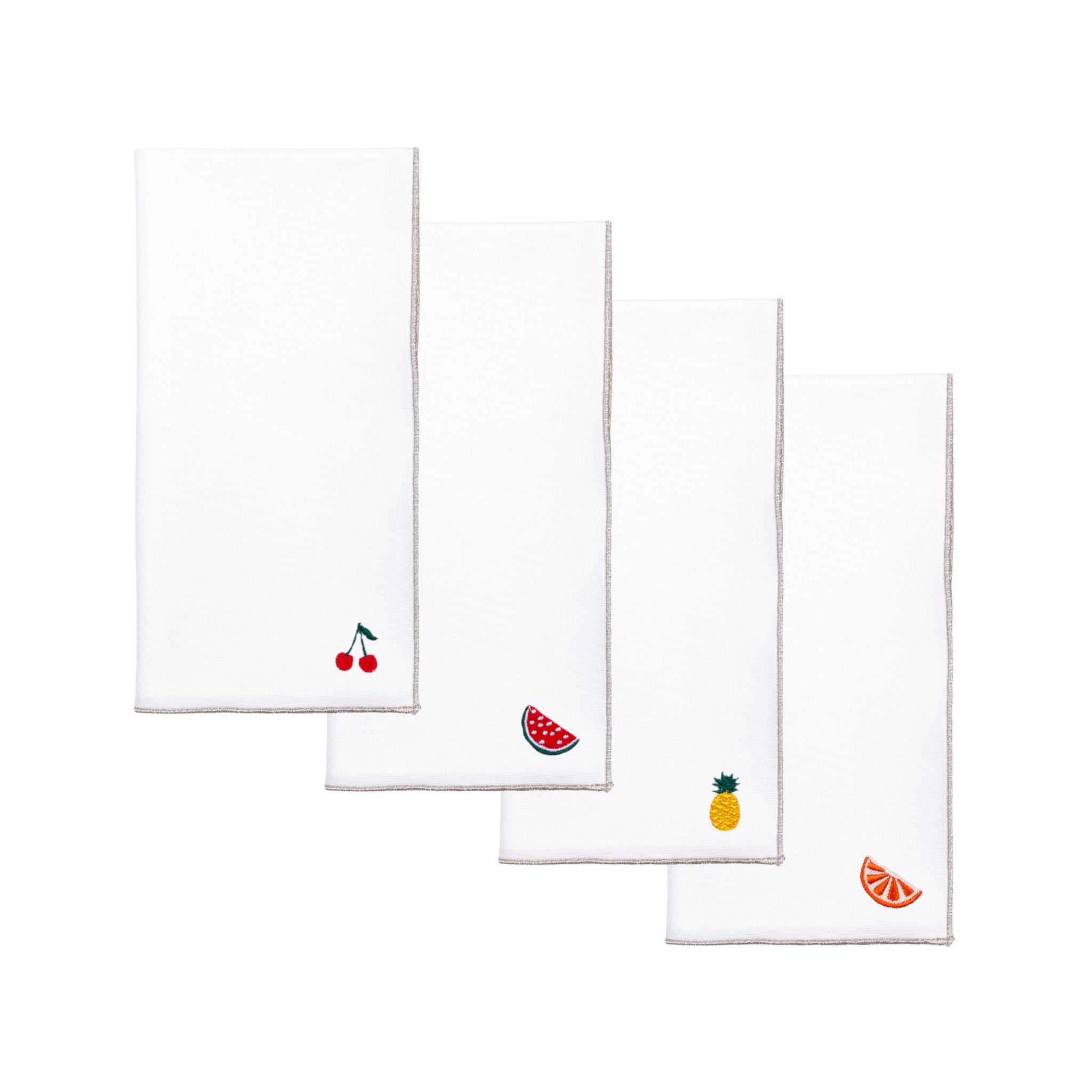 White Nazaré napkins with fruit embroidery - Torres Novas