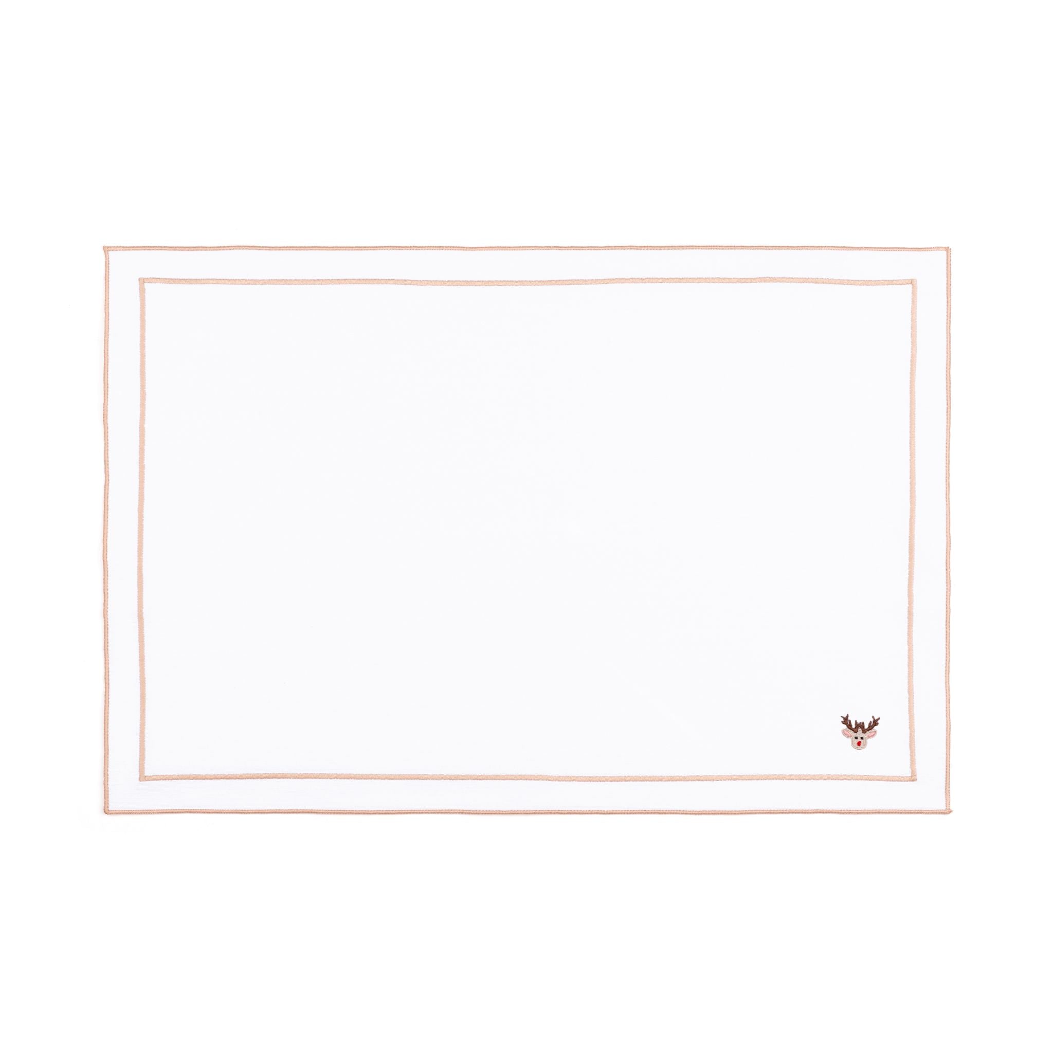 Linge de table Nazaré blanc, en coton, avec des petits motifs de Noël brodés.