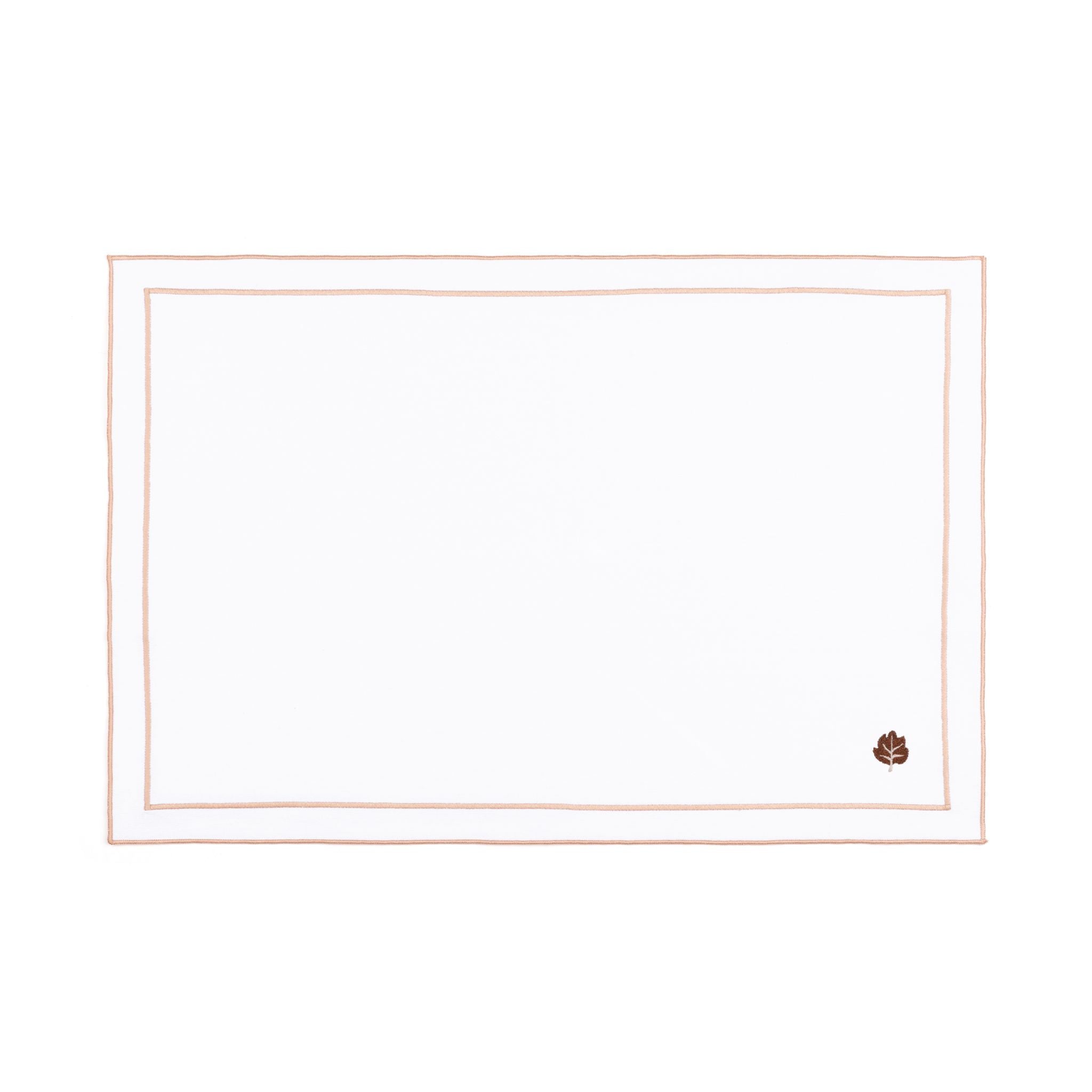 Linge de table Nazaré blanche, en coton, avec des motifs d’automne brodés