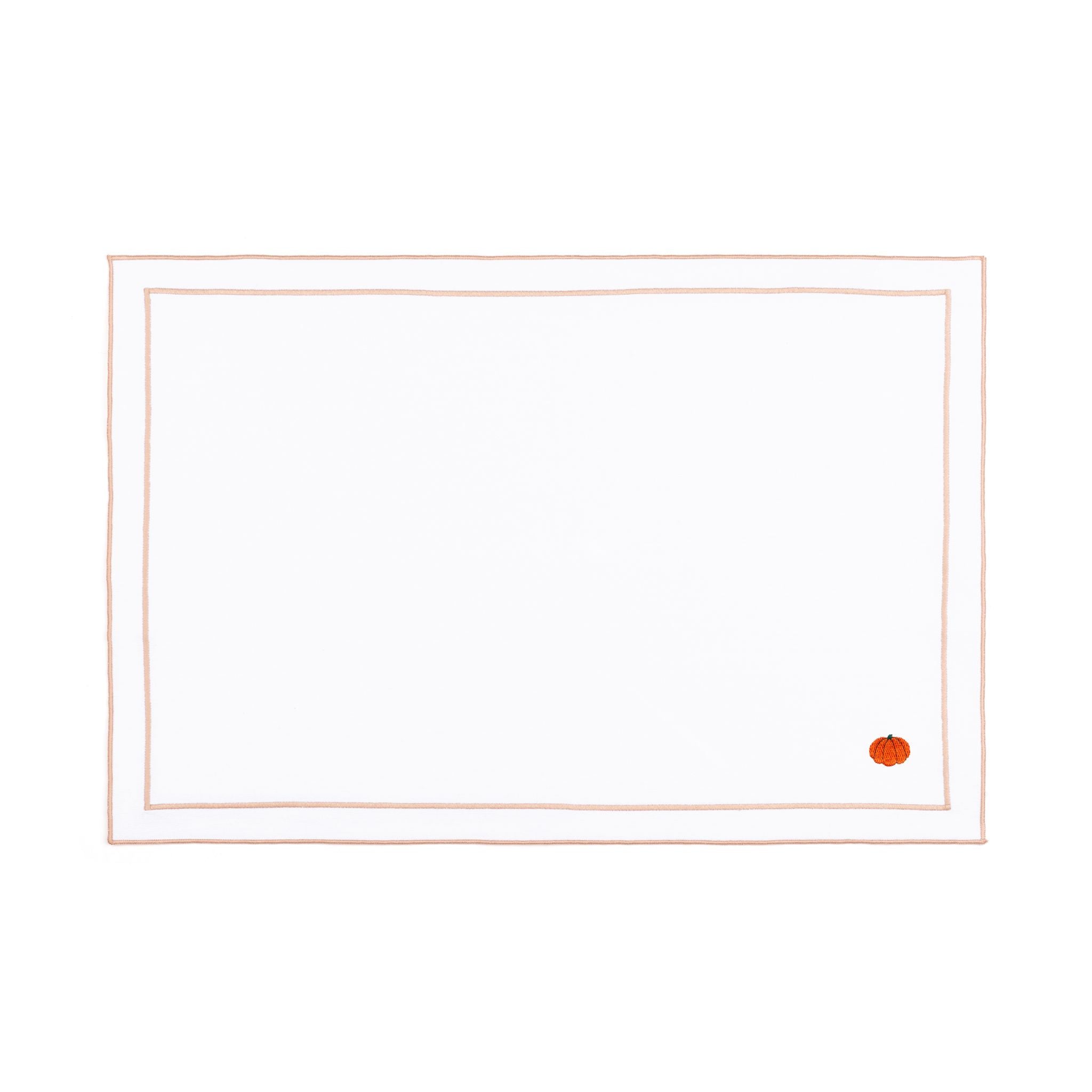 Linge de table Nazaré blanche, en coton, avec des motifs d’automne brodés