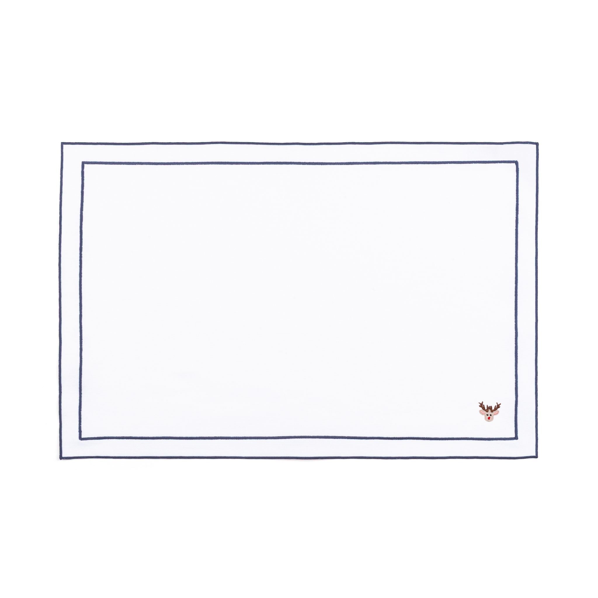 Linge de table Nazaré blanc, en coton, avec des petits motifs de Noël brodés.