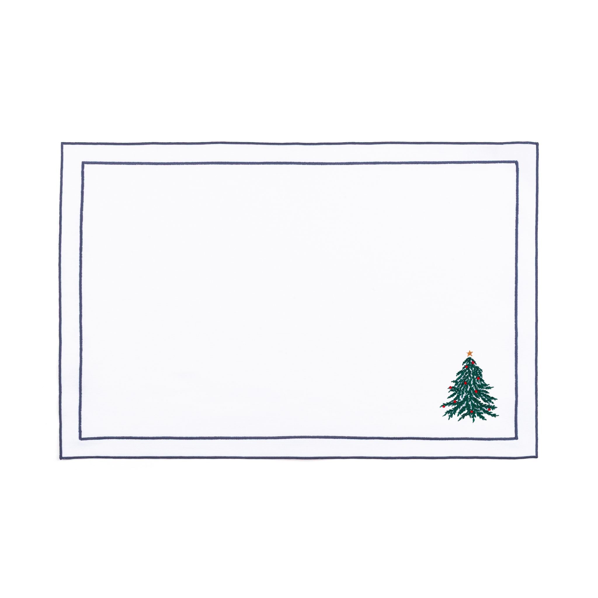 Linge de table Nazaré blanche, en coton, avec un arbre et une couronne de Noël brodés