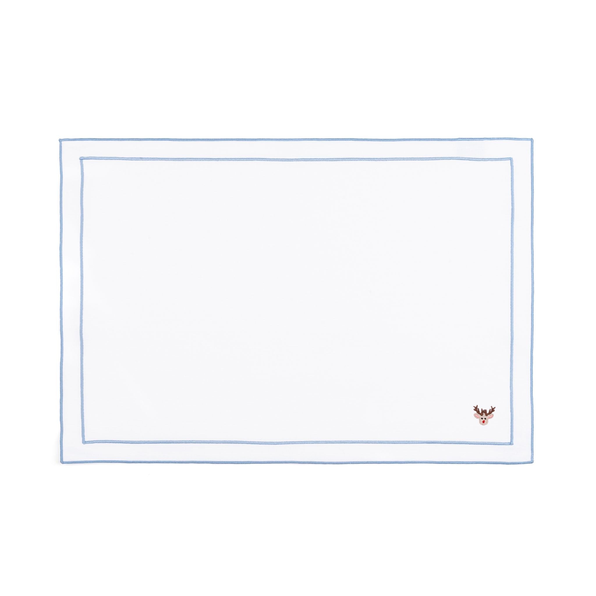 Linge de table Nazaré blanc, en coton, avec des petits motifs de Noël brodés.