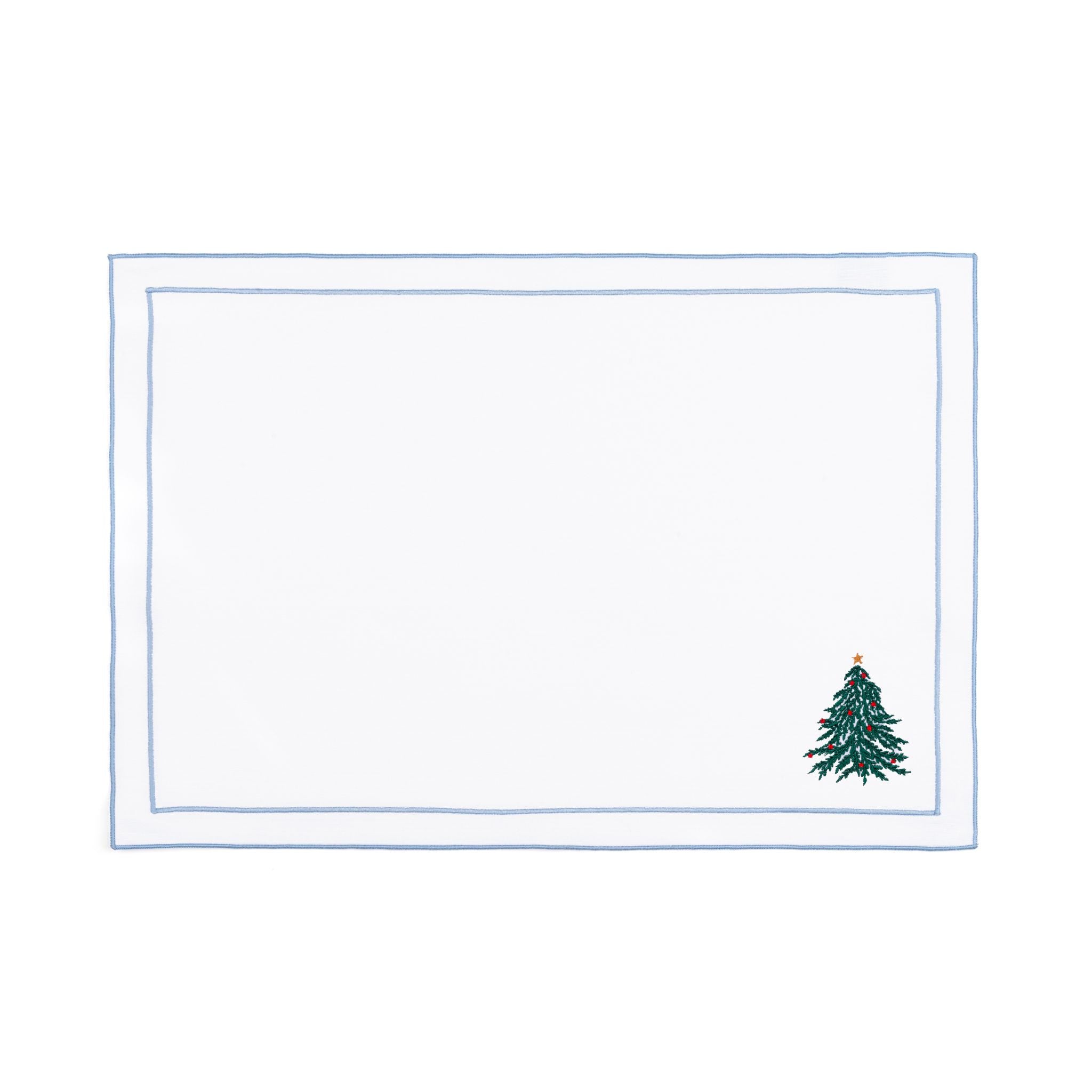 Linge de table Nazaré blanche, en coton, avec un arbre et une couronne de Noël brodés