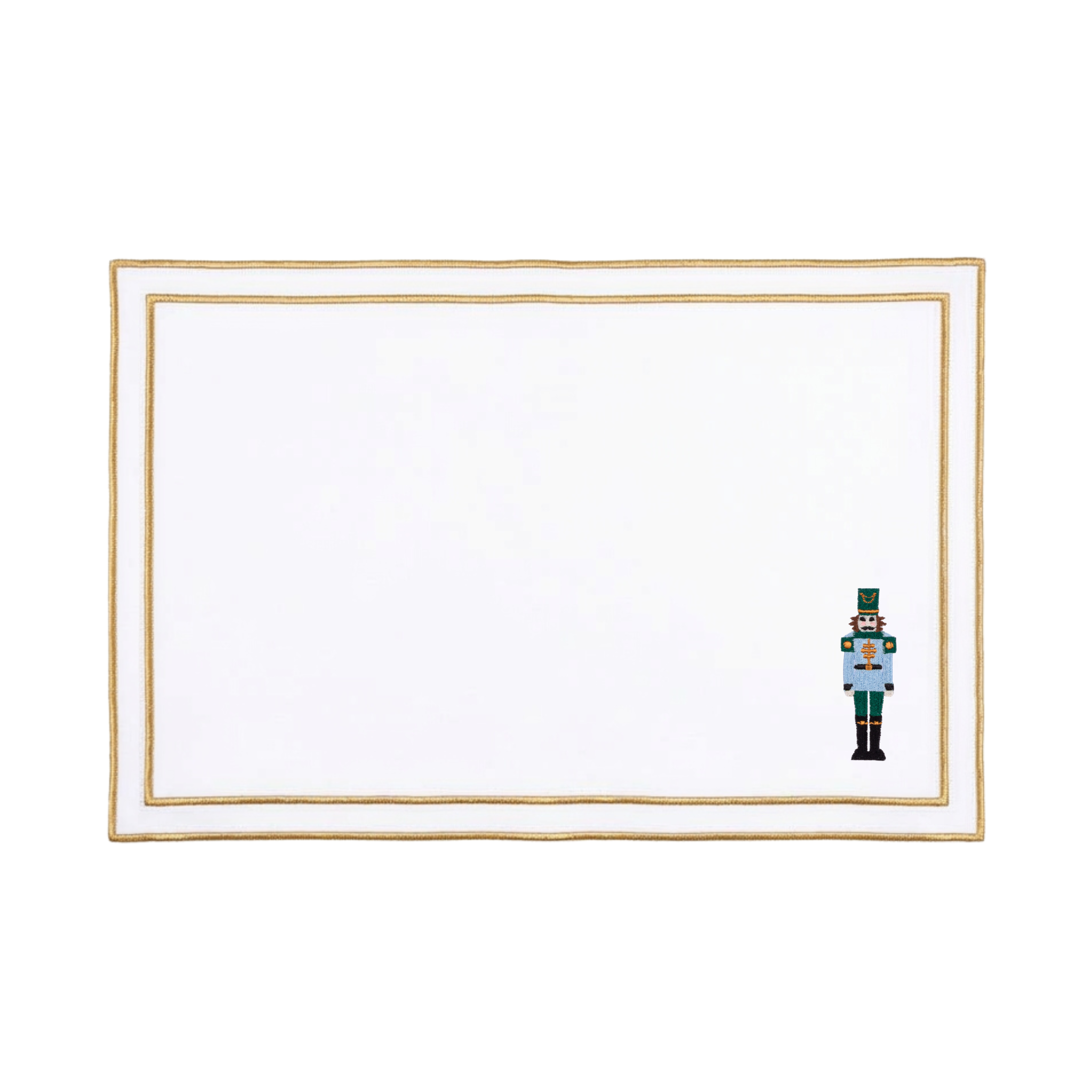 Nazaré white cotton table linen with embroidered nutcrackers