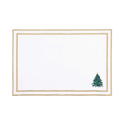 Nazaré white cotton table linen with embroidered Christmas tree and wreath