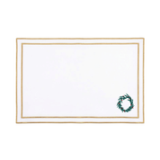 Nazaré white cotton table linen with embroidered Christmas tree and wreath