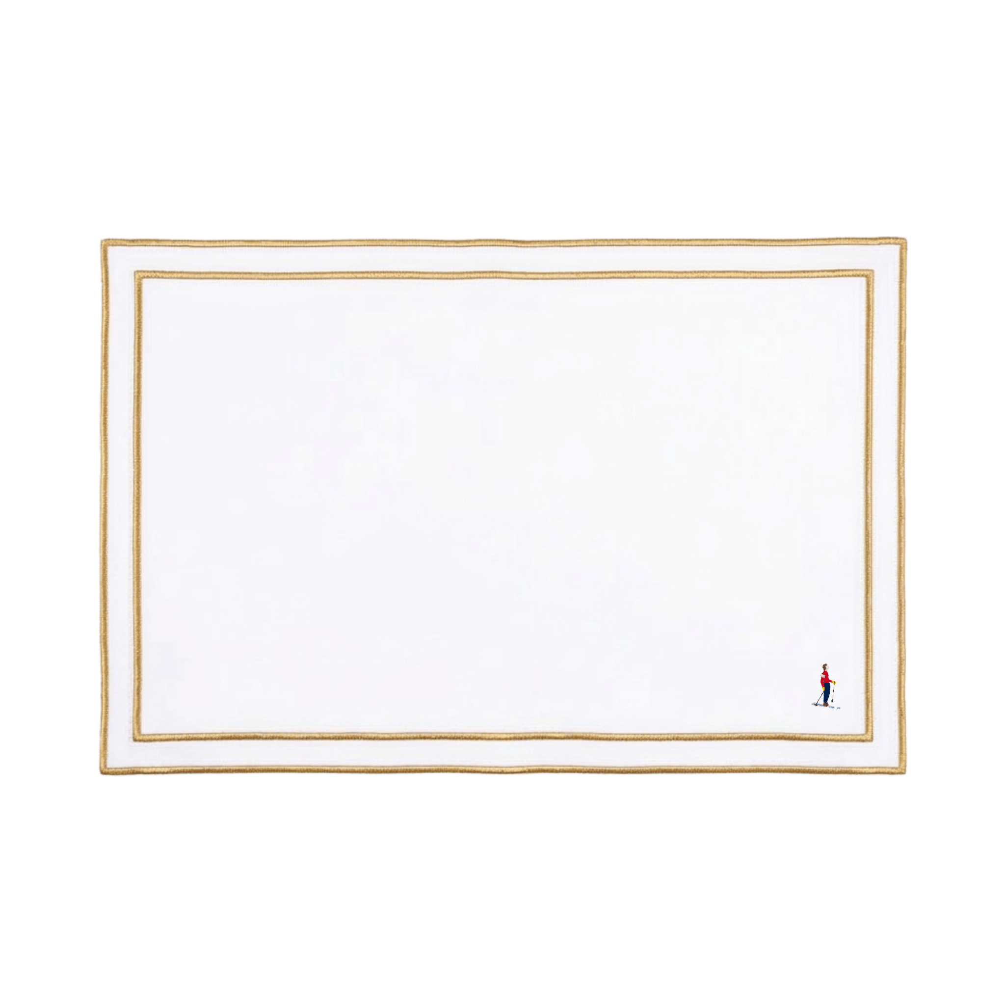 Nazaré white cotton table linen with embroidered retro sports motifs
