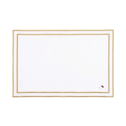 Nazaré white cotton table linen with embroidered retro sports motifs