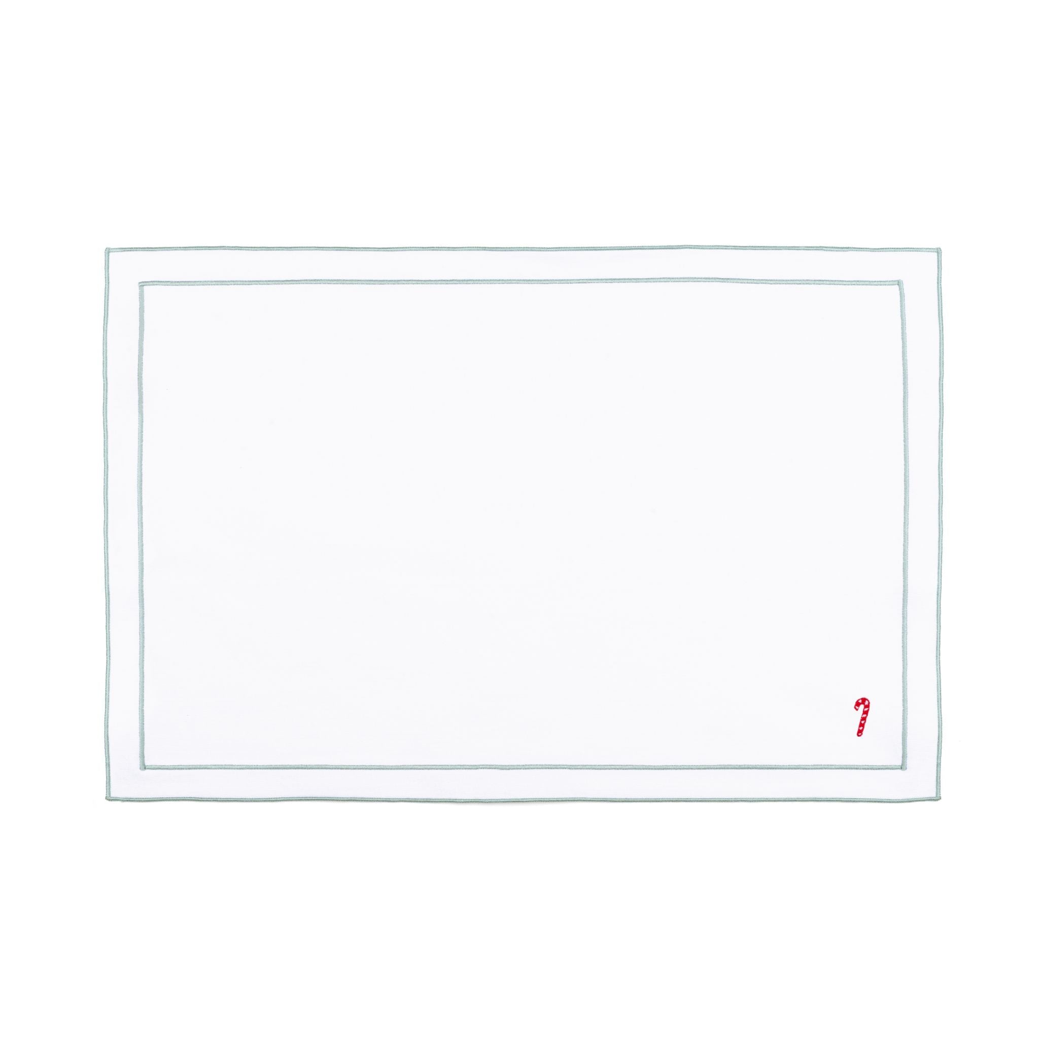 Linge de table Nazaré blanc, en coton, avec des petits motifs de Noël brodés.