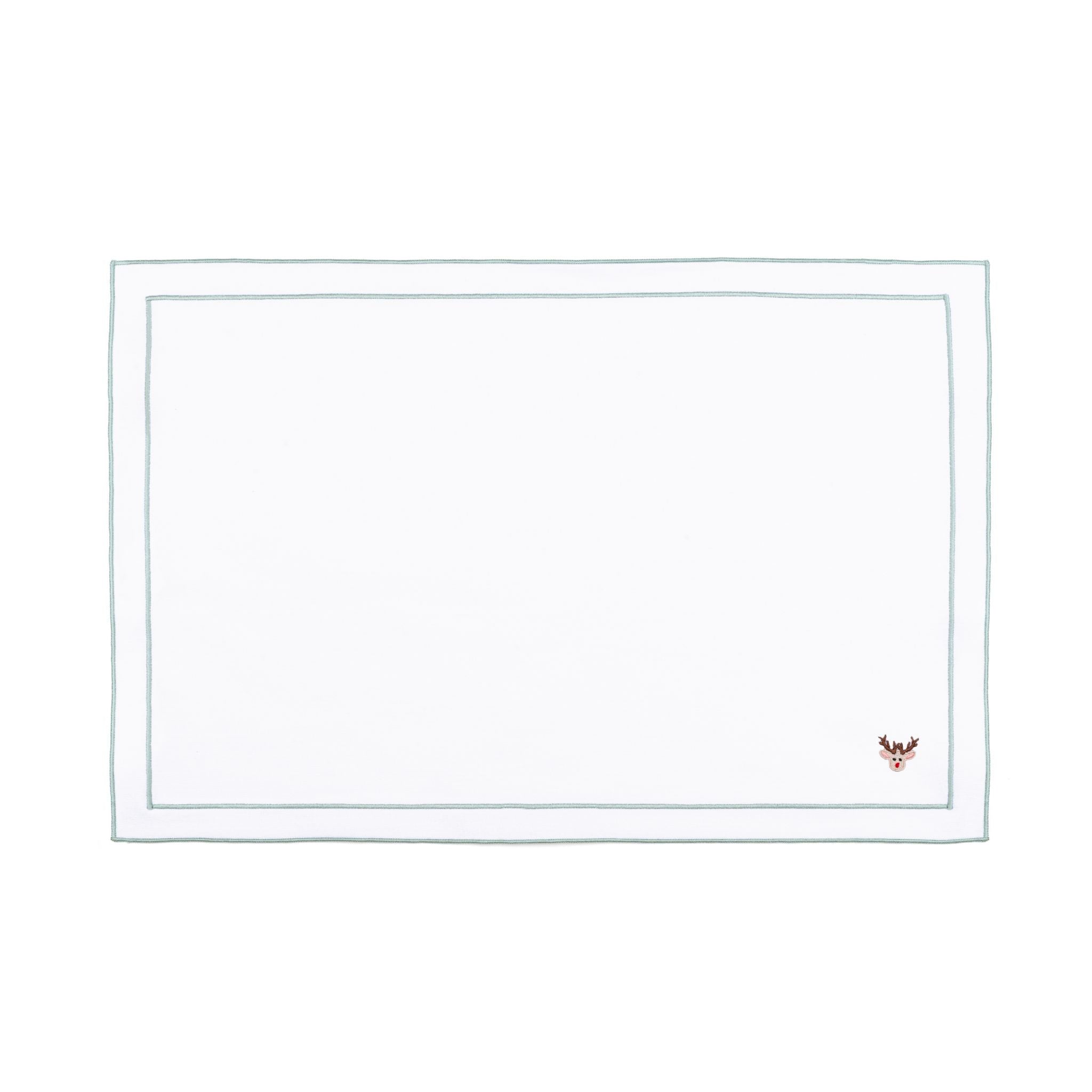 Linge de table Nazaré blanc, en coton, avec des petits motifs de Noël brodés.