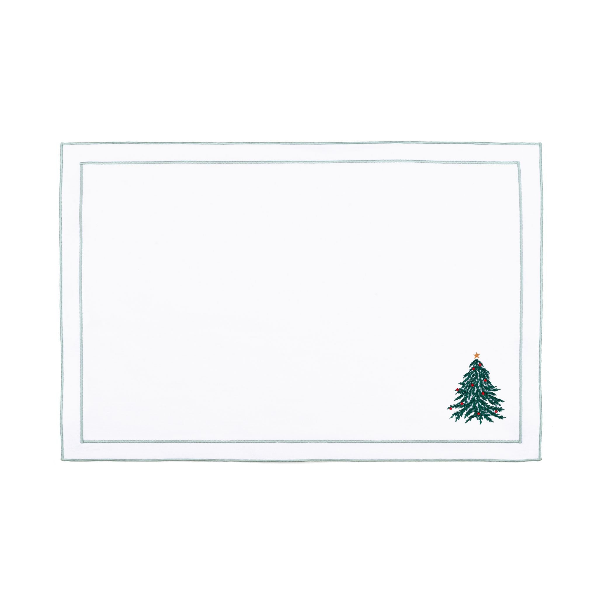 Linge de table Nazaré blanche, en coton, avec un arbre et une couronne de Noël brodés